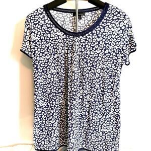 Carole Hochman Womens Blue n White Fluitter Sleeve Size Small Dainty Layering